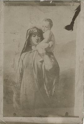 Foto de segundo orden de pintura de Virgen María con Niño Jesús en brazos.
