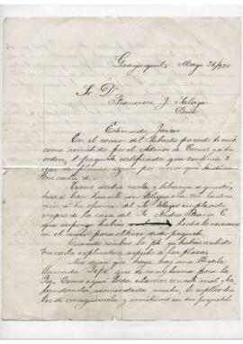 Carta de Alejandro Romero a Francisco Javier Salazar Cortez, Guayaquil.
