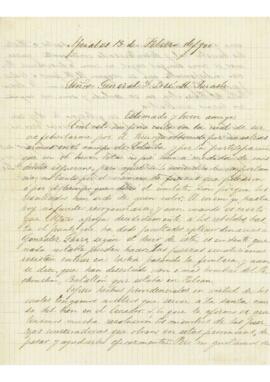 Carta al General Sarasti de Benjamín Guerrero desde Ipiales