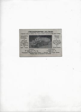 Calendario de obsequio de "Transportes Jalisco" encontrado entre recortes de Isabel Barrera
