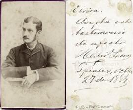 Tarjeta de visita del Estudio Julio Racines (Bogotá), retrato de Clelio León.
