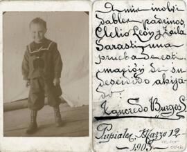 Tarjeta de visita, retrato de Tancredo Burgos.