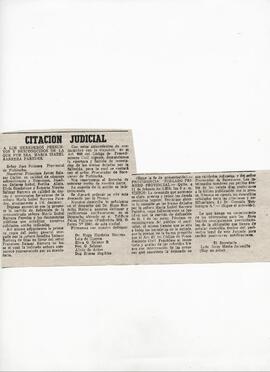 Periódico El Tiempo, Quito - Ecuador. Citación judicial a los herederos presuntos y desconocidos de la que fue Sra. Maria Isabel Barrera Paredes.