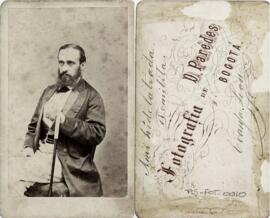 Tarjeta de visita del Estudio Demetrio Paredes (Bogotá), retrato de Evanja León.