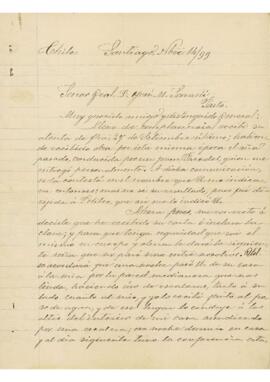 Carta al Gral. Sarasti de Federico M. Villafuerte desde Santiago de Chile.