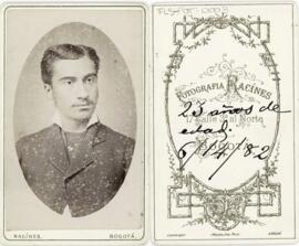 Tarjeta de visita del Estudio Julio Racines (Bogotá), retrato de Nectario León.