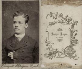 Tarjeta de visita del Estudio Enrique Morgan (Quito), retrato de hombre sin identificar.